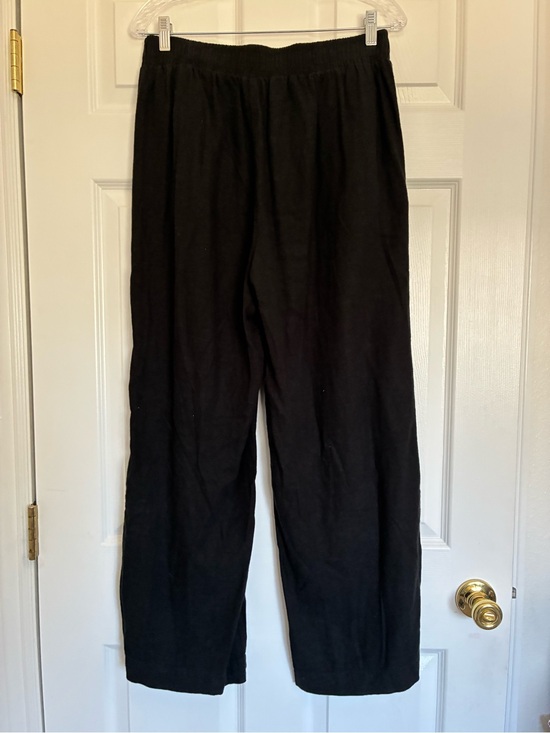 Briggs New York Pants - Briggs New York Black Elastic-Waist Women’s Linen Blend Pants